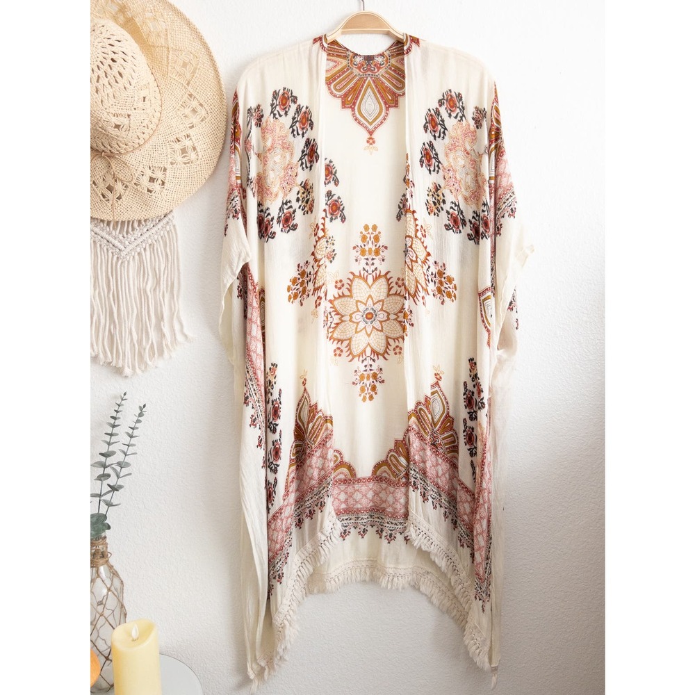 Lovestitch Boho Open Front Kimono Duster One Size